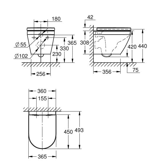 Set vas WC cu capac soft-close Grohe Euro Ceramic 102509SH00, cadru încastrat Grohe Solido 38971000, 38732SH0