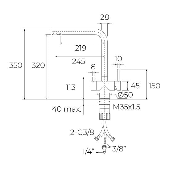 Set baterie pentru filtru apă Teka Uni 116030085, filtru sub chiuvetă Teka TWF 118510002