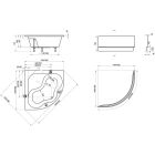 Set cadă de colț Ravak Gentiana CG01000000, sifon pentru cadă Viega Simplex 495121, GPX2240020