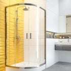 Set cabină de duș Deante Funkia KYP_051K, cădiță de duș semirotundă Deante Standard New KTA_053B, NHC_025C