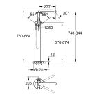 Set baterie cadă-duș Grohe Essence 23491001, element de fixare pe podea Grohe 45984001, 23590001