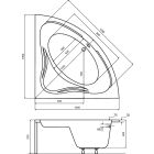 Set cadă de colț Besco Mia #WAM-130-NS, carcasa pentru cadă Besco Mia OAM-130-NS