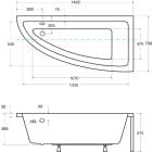Set cadă de colț Besco Praktika #WAP-150-NP, carcasa pentru cadă Besco Praktika OAP-150-NP
