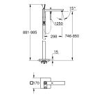 Set baterie cadă-duș Grohe Eurocube 23667001, element de fixare pe podea Grohe 45984001