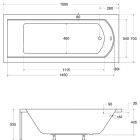 Set cada dreptunghiulară Besco Shea #WAS-160-PK, carcasa pentru cadă Besco #OAP-160-UNI