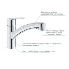 Set chiuvetă din granit Grohe K400 31639AP0, baterie bucătărie Grohe Start 30531001