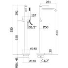 Set baterie cadă-duș Kronenbach Lima 2.0 Black 100.1162SMKB, element de fixare pe podea Kronenbach Aqa 2.0 23491004KB
