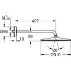 Set cap de duș cu braț Grohe Rainshower 26558GN0, baterie cadă-duș Grohe Essence 24058GN1, 26658GN0, 27400GN0, 28362GL1