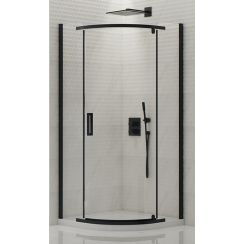 New Trendy New Komfort Black cabină de duș 80x80 cm semicircular negru semi lucios/sticlă transparentă K-0468