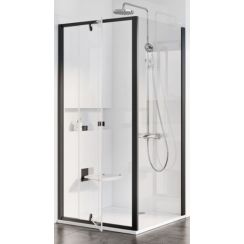 Ravak Pivot perete de duș 90 cm negru mat/sticla transparentă 90G70300Z1