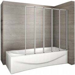Rea Idea paravan cadă 120 cm cinci piese crom luciu/sticlă transparentă REA-W0850