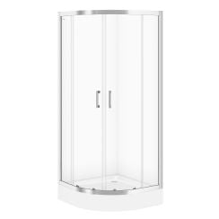 Cersanit Basic cabină cu cădiță 80x80 cm semicircular crom luciu/sticlă transparentă S601-117