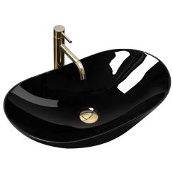 Rea Royal lavoar 62x36 cm oval de blat negru REA-U0445