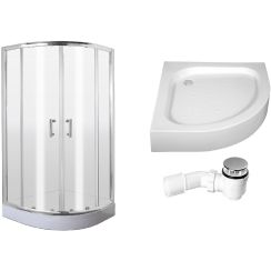 Set cabină de duș Deante Jasmin KGJ051P, cădiță de duș semirotundă Deante Standard New KTA_053B, NHC_025C