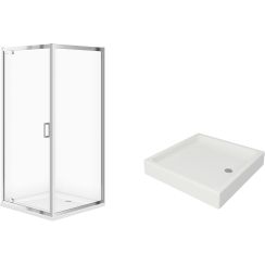Set cabină de duș Cersanit Arteco S157-010, cădiță de duș pătrată Cersanit Tako S204-012