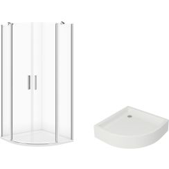 Set cabină de duș Cersanit Moduo S162-010, cădiță de duș semirotundă Cersanit Tako S204-004