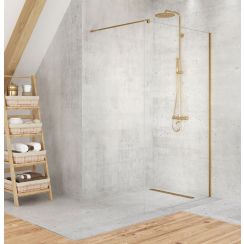 New Trendy Velio Satin Gold perete cabină de duș walk-in 120 cm auriu semi lucios/sticla transparentă D-0192B