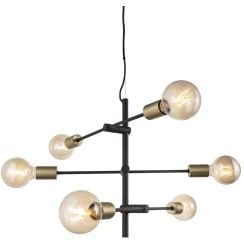 Nordlux Josefine lampă suspendată 6x28 W negru-alamă 48933003