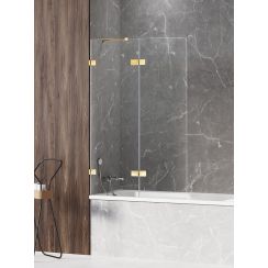 New Trendy Avexa Gold Shine paravan cadă 130 cm două piese auriu luciu/sticlă transparentă EXK-2188