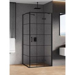 New Trendy New Renoma Black cabină de duș 100x90 cm dreptunghiular negru semi lucios/sticlă cu model D-0381A/D-0119B