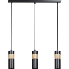 Emibig Akari lampă suspendată 3x8 W negru-lemn 732/3