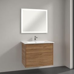 Villeroy & Boch Finero lavoar cu dulap și oglindă 80 cm stejar S00302RHR1