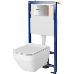 Set vas WC Cersanit Crea K114-016, cadru încastrat Cersanit Tech Line Opti K97-492, K98-0178, K97-497