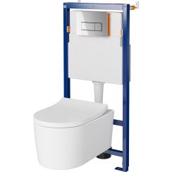 Set vas WC Cersanit Inverto K671-001, cadru încastrat Cersanit Tech Line Opti K97-492, K98-0187, K97-497