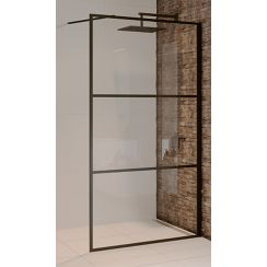Riho Grid perete de duș 140 cm negru mat/sticlă cu model G004028121