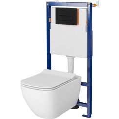 Set vas WC Cersanit Virgo K38-014, cadru încastrat Cersanit Tech Line Opti K97-492, K98-0220, K97-501