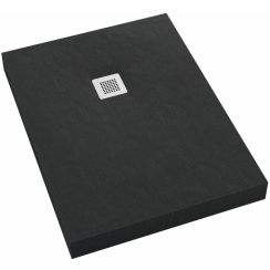 Schedpol New Horizons Black Stone cădiță de duș dreptunghiulară + capac mascare 140x80 cm negru 3.3310/C/ST-M2