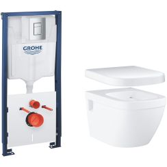 Set cadru încastrat cu buton și sigiliu Grohe Solido 39930000, vas WC Grohe Euro Ceramic 39538000, 39331001