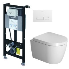 Set vas WC cu capac soft-close Duravit ME by Starck 45300900A1, cadru încastrat Duravit DuraSystem WD1011000000, WD5001011000