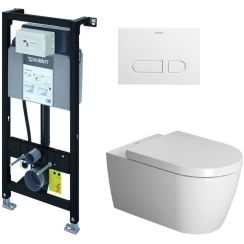 Set vas WC Duravit ME by Starck 2529092000, cadru încastrat Duravit DuraSystem WD1011000000, 0020090000, WD5001011000