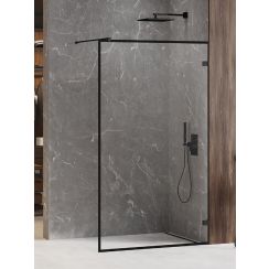 New Trendy Avexa perete cabină de duș walk-in 130 cm negru semi lucios/sticla transparentă EXK-2663