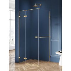 New Trendy Avexa Gold Brushed cabină de duș 90x80 cm dreptunghiular auriu periat/sticlă transparentă EXK-3012