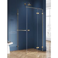 New Trendy Avexa Gold Brushed cabină de duș 90x80 cm dreptunghiular auriu periat/sticlă transparentă EXK-3042