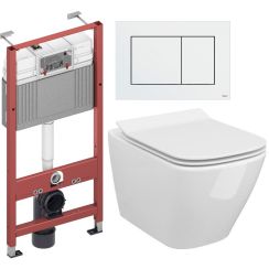 Set set Vas+capac soft close Cersanit City S701-405, cadru încastrat Tece Base 9400407, 9.240.400