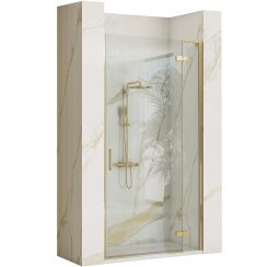 Rea Hugo uși de duș 80 cm înclinabilă auriu periat/sticlă transparentă REA-K8410