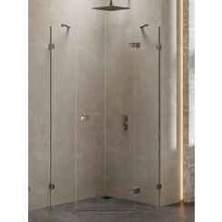 New Trendy Avexa Gunmetal Brushed cabină de duș 80x80 cm periat/sticlă transparentă EXK-3830