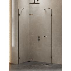 New Trendy Avexa Gunmetal Brushed cabină de duș 100x80 cm periat/sticlă transparentă EXK-3837