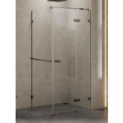 New Trendy Avexa Gunmetal Brushed cabină de duș 90x80 cm dreptunghiular periat/sticlă transparentă EXK-3290