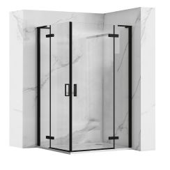 Rea Hugo cabină de duș 90x90 cm pătrat negru semi lucios/sticlă transparentă REA-K6601