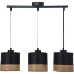 Candellux Porto lampă suspendată 3x60 W negru-lemn-maro 33-17611