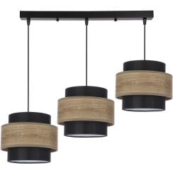 Candellux Twin lampă suspendată 3x40 W negru-lemn-maro 33-17895