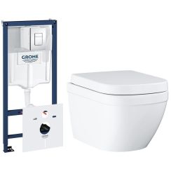 Set vas WC Grohe Euro Ceramic 39554000, cadru încastrat Grohe Rapid SL 38827000