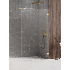 New Trendy Avexa Gold Shine perete cabină de duș walk-in 90 cm auriu luciu/sticla transparentă EXK-7048