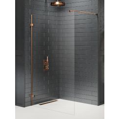 New Trendy Avexa Copper Brushed perete cabină de duș walk-in 100 cm cupru periat/sticla transparentă EXK-7137