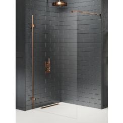 New Trendy Avexa Copper Brushed perete cabină de duș walk-in 100 cm cupru periat/sticla transparentă EXK-7147