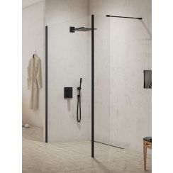 New Trendy New Modus Black perete cabină de duș walk-in 100 cm negru semi lucios/sticla transparentă EXK-5565